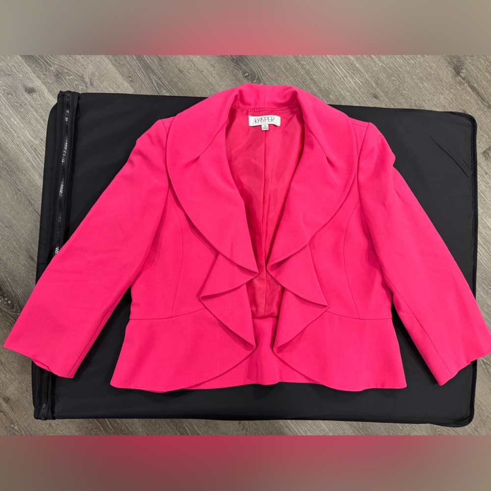 Kasper hot pink ruffle blazer / suit jacket size 12